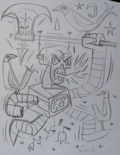 Original Sketch Deathbot Axe