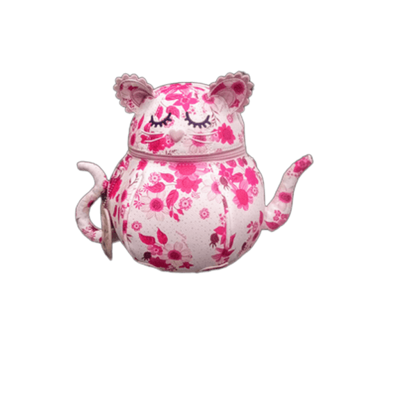 Pink Ribbon Bus Kitty Teapot Bag