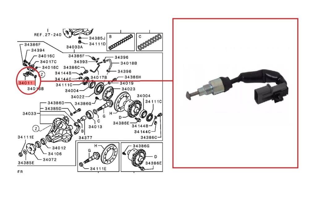 For MITSUBISHI L200 PICK UP B40 KB4T 2 5DID REAR DIFF LOCK POSITION ...