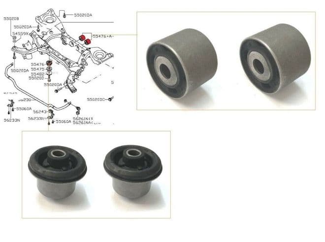 For Nissan Pathfinder R51 2 5Dci Rear Differential Mount Bushes Front ...
