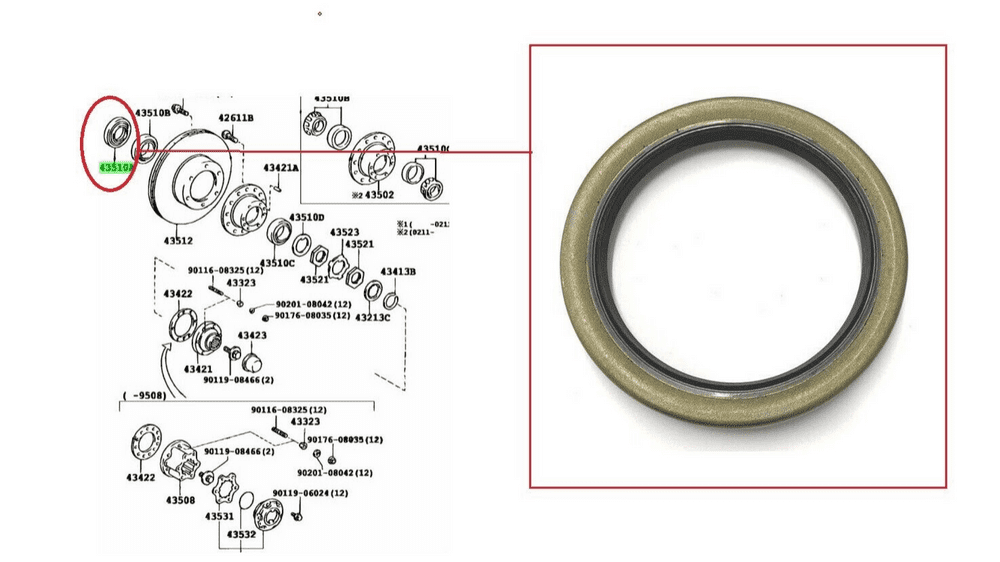 FRONT WHEEL BEARING OIL SEAL FOR TOYOTA HILUX PICK UP MK4 LN165 2.4D
