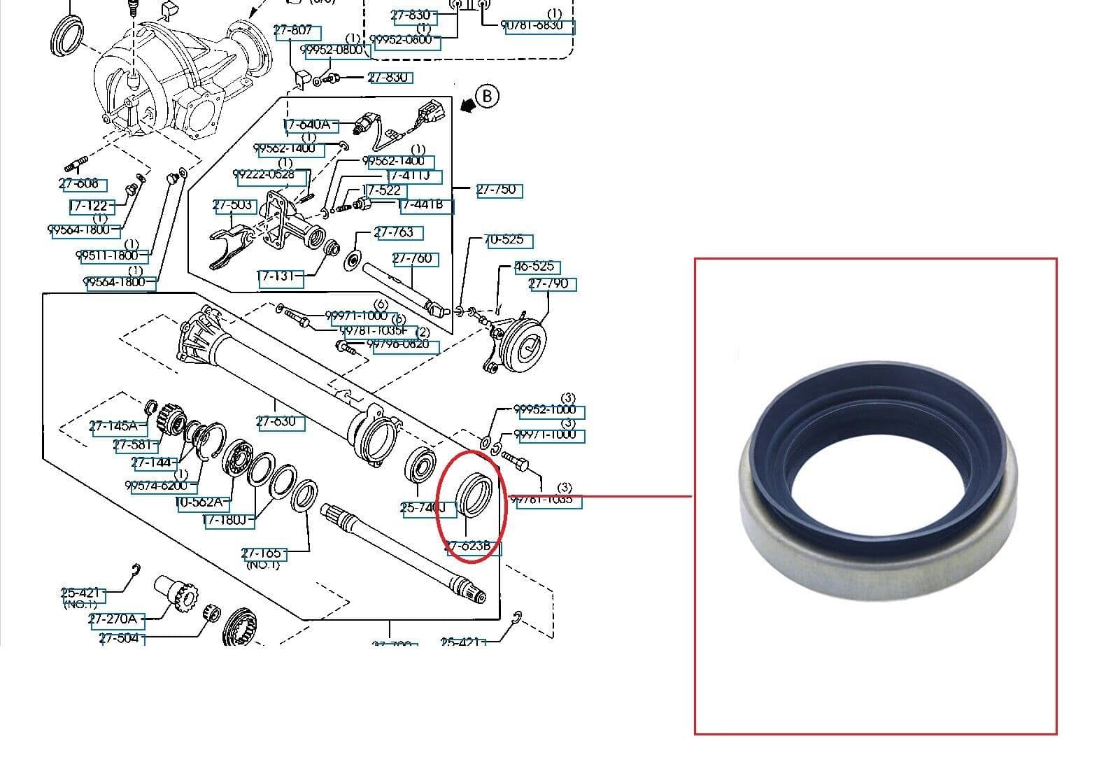 MAZDA BT50 2.5TD (2006 On) FRONT DIFF EXTENSION TUBE OUTER SEAL L/H (ID ...
