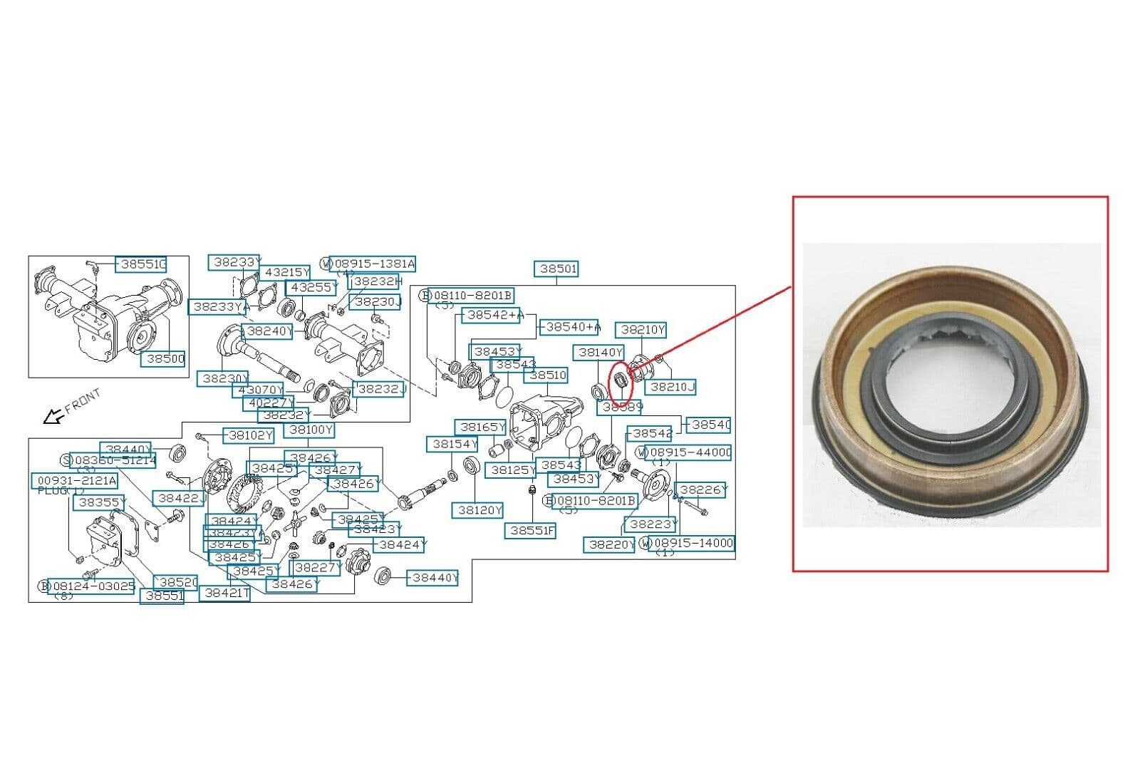 NISSAN NAVARA D22 PICK UP 2.5TD (1998-2007) FRONT DIFF PINION OIL SEAL ...