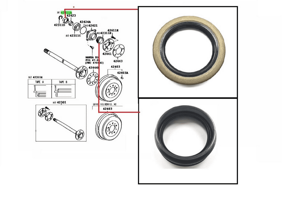 TOYOTA HILUX MK6 KUN26 3.0TD (200510/2008) REAR WHEEL BEARING INNER