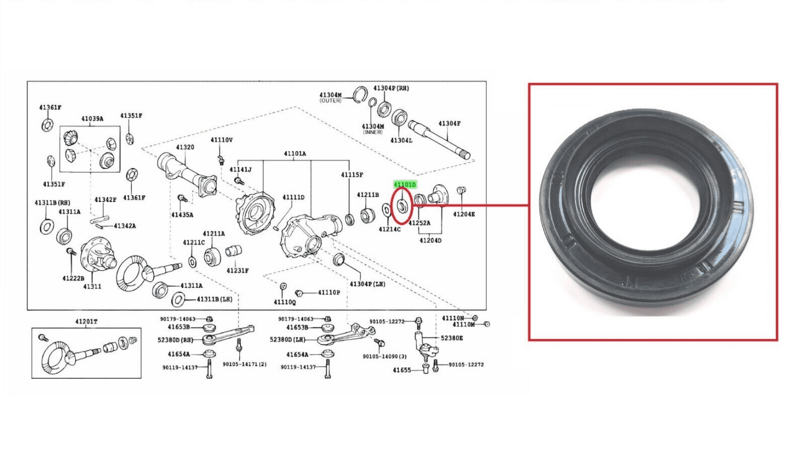 Toyota Front Fdiff TOYOTA HILUX MK6 KUN26 3.0TD (2005-2017) FRONT OR REAR DIFF PINION OIL SEAL