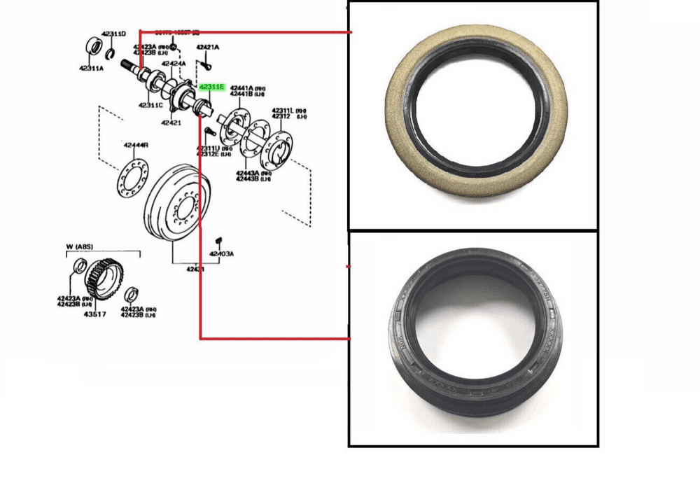TOYOTA HILUX PICKUP LN106 MK3 2.8D (1988-1997) REAR WHEEL BEARING INNER ...