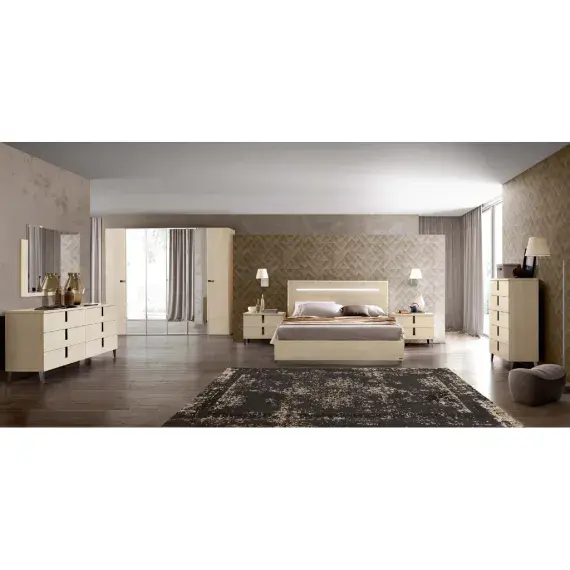 Camel Group | Ambra Bed | Bedroom Furniture | Sand Birch | High Gloss | Bedroom Furniture | Modern & Contemporary | EM Italia Online