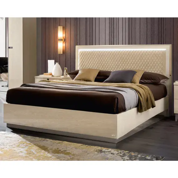 Camel Group | Ambra Upholstered Bed | Bedroom Furniture | Sand Birch | High Gloss | Bedroom Furniture | Modern & Contemporary | EM Italia Online