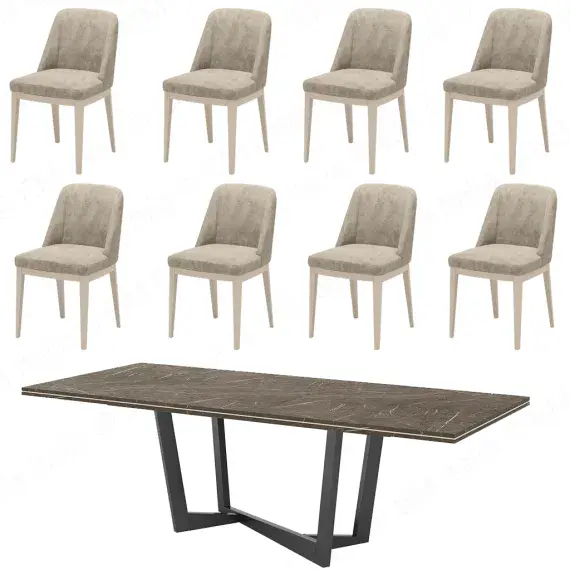 Lusso Fidia Large Dining Table & 8 Aramis Chairs | Italian Marble  | Camel Group | Modern Contemporary | Dining room Furniture | EM Italia Online