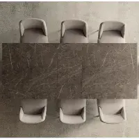 Lusso Fidia Small Dining Table & 6 Aramis Chairs | Italian Marble  | Camel Group | Modern Contemporary | Dining room Furniture | EM Italia Online