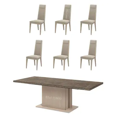 Lusso Large Dining Table & 6 Modena Chairs (Velvet)