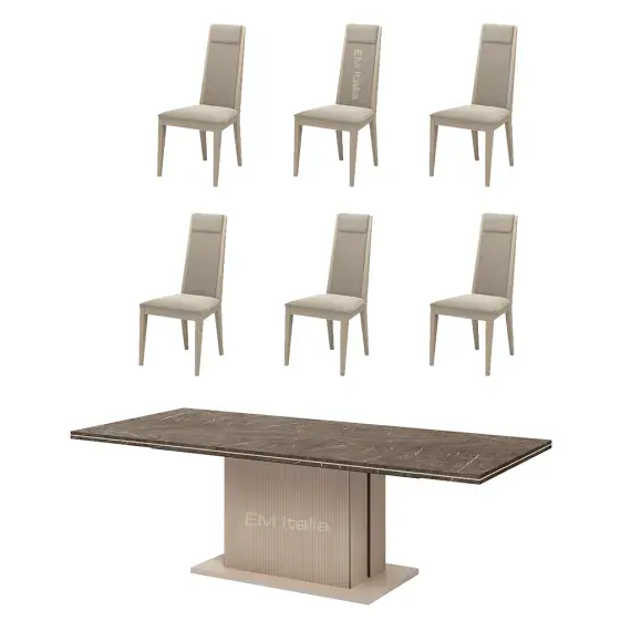 Lusso Dining Table & 4 Modena Chairs | Italian Marble  | Camel Group | Modern Contemporary | Dining room Furniture | EM Italia Online