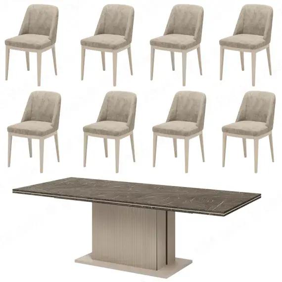 Lusso Large Dining Table & 8 Aramis Chairs | Italian Marble  | Camel Group | Modern Contemporary | Dining room Furniture | EM Italia Online