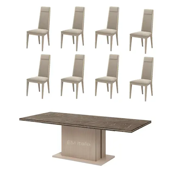 Lusso Large Dining Table & 8 Modena Chairs | Italian Marble  | Camel Group | Modern Contemporary | Dining room Furniture | EM Italia Online