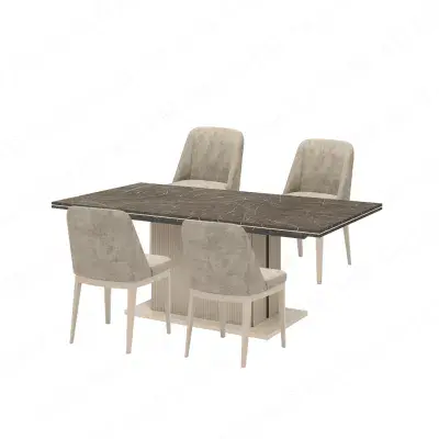 Lusso Small Dining Table & 4 Aramis Chairs (Velvet)