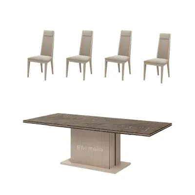 Lusso Small Dining Table & 4 Modena Chairs (Velvet)