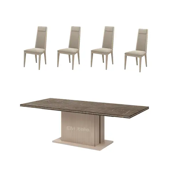 Lusso Small Dining Table & 4 Modena Chairs | Italian Marble  | Camel Group | Modern Contemporary | Dining room Furniture | EM Italia Online