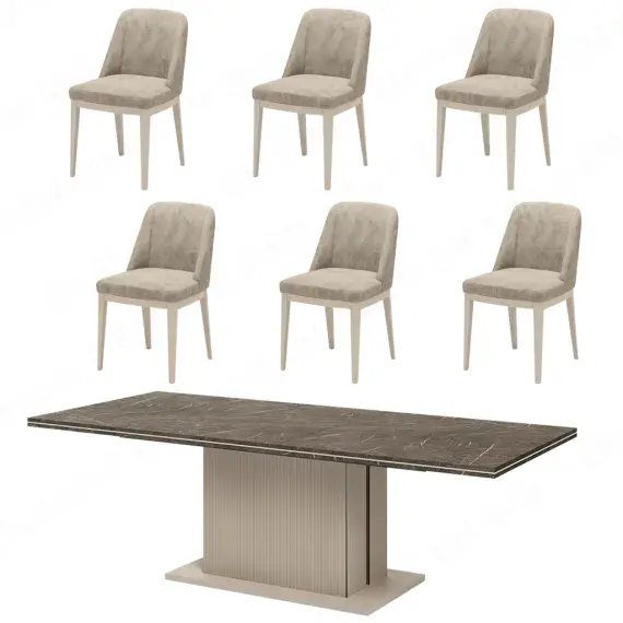 Lusso Small Dining Table & 6 Aramis Chairs | Italian Marble  | Camel Group | Modern Contemporary | Dining room Furniture | EM Italia Online