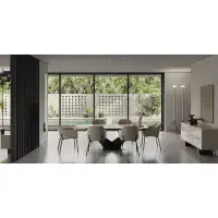 Zenith 198 cm Ceramic Dining Table & 6 Elvis Velvet Chairs | Italian Marble Design  | Camel Group | Modern Contemporary | Dining room Furniture | EM Italia Online