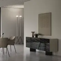 Zenith 3 Door Sideboard | Black Ceramic Marble effect | Camel Group | Modern Contemporary | Living room Furniture | EM Italia Online