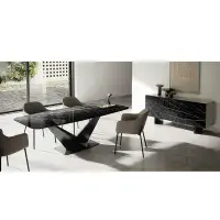 Zenith 3 Door Sideboard | Black Ceramic Marble effect | Camel Group | Modern Contemporary | Living room Furniture | EM Italia Online