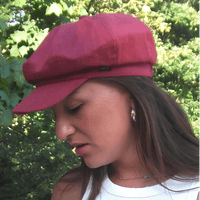 Baker boy Hat Burgundy Red Denim CRAGGI Newsboy Cap