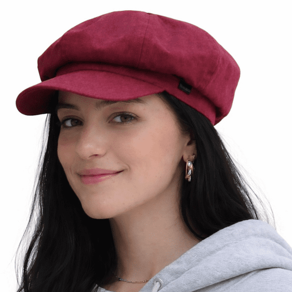Baker boy Hat Burgundy Red Denim CRAGGI Newsboy Cap