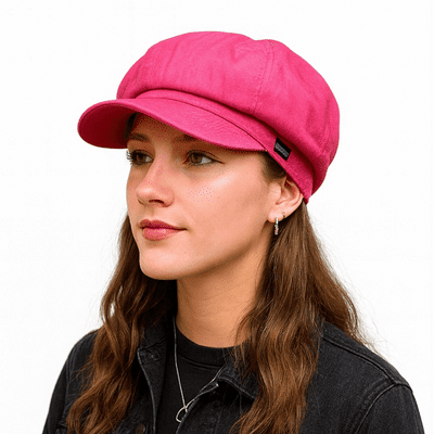 Baker boy Hat Cerise Pink Denim CRAGGI Newsboy Cap