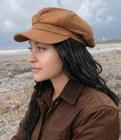 Baker Boy Hat Newsboy Cap Camel Faux Suede Hat