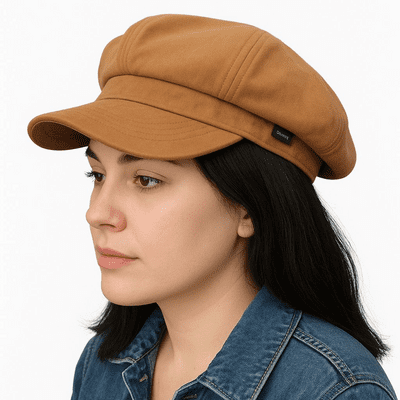 Baker Boy Hat Newsboy Cap Camel Faux Suede Hat