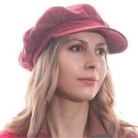 Baker Boy Hat Pink Red Wax Effect Newsboy Cap Rain Hat