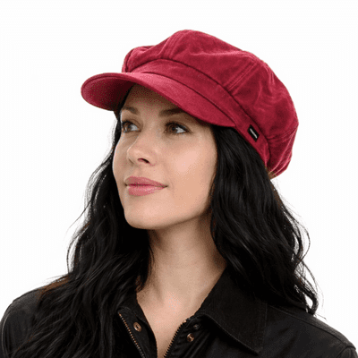 Baker Boy Hat Pink Red Wax Effect Newsboy Cap Rain Hat