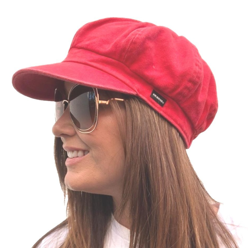 Baker Boy Hat Red Denim Newsboy Cap Holiday Hats