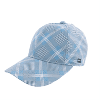 Baseball Cap Blue Check Sports Womens Peaked Hat