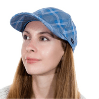 Baseball Cap Blue Check Sports Womens Peaked Hat