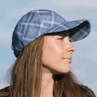 Baseball Cap Blue Check Sports Womens Peaked Hat