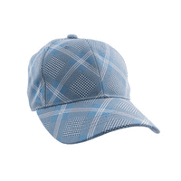 Baseball Cap Blue Check Sports Womens Peaked Hat
