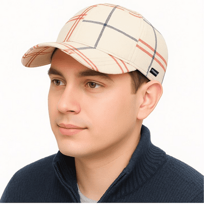 Baseball Cap Sports Hat Red Navy White Check CRAGGI