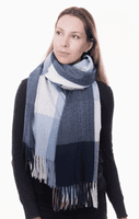 Blue Check Shawl Navy Blue White Pashmina Summer Scarf