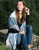 Blue Check Shawl Navy Blue White Pashmina Summer Scarf