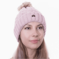 Bobble Hat Pink Knitted Pom Beanie Ski Hat