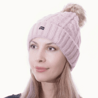 Bobble Hat Pink Knitted Pom Beanie Ski Hat
