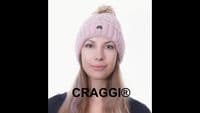 Bobble Hat Pink Knitted Pom Beanie Ski Hat