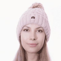Bobble Hat Pink Knitted Pom Beanie Ski Hat