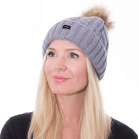 Bobble Hats 2 Pack Pom Beanies Pink Grey Knitted Hats