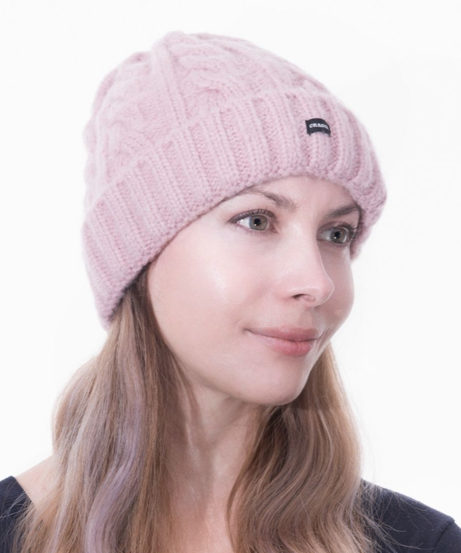 Bobble Hats 2 Pack Pom Beanies Pink Grey Knitted Hats