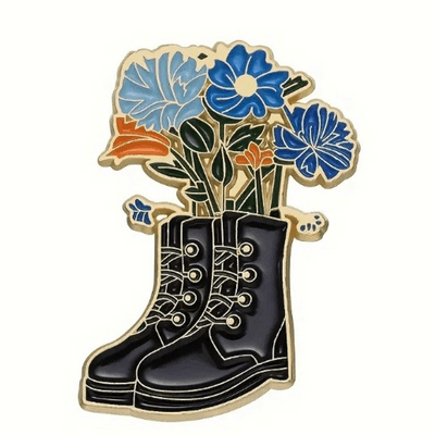 Boots Flowers Enamel Pin Badge for Hats and Bags