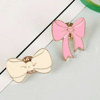 Bows Enamel Hat Pins 2 pack Cream Pink Alloy Hat Jewellery 