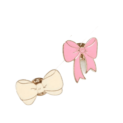 Bows Enamel Hat Pins 2 pack Cream Pink Alloy Hat Jewellery 