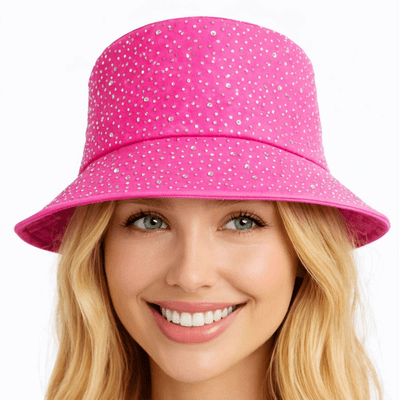 Bucket Hat Pink Sequin Wide Brim Hat